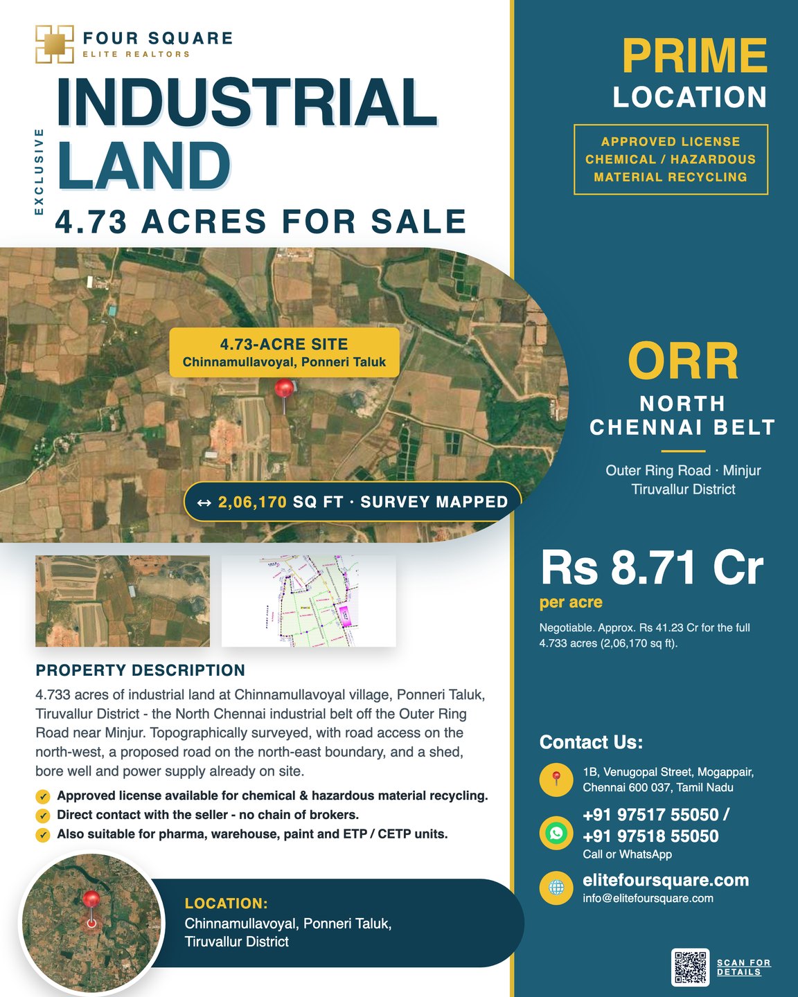 4.73-Acre Industrial Land - Chinnamullavoyal, Ponneri Taluk